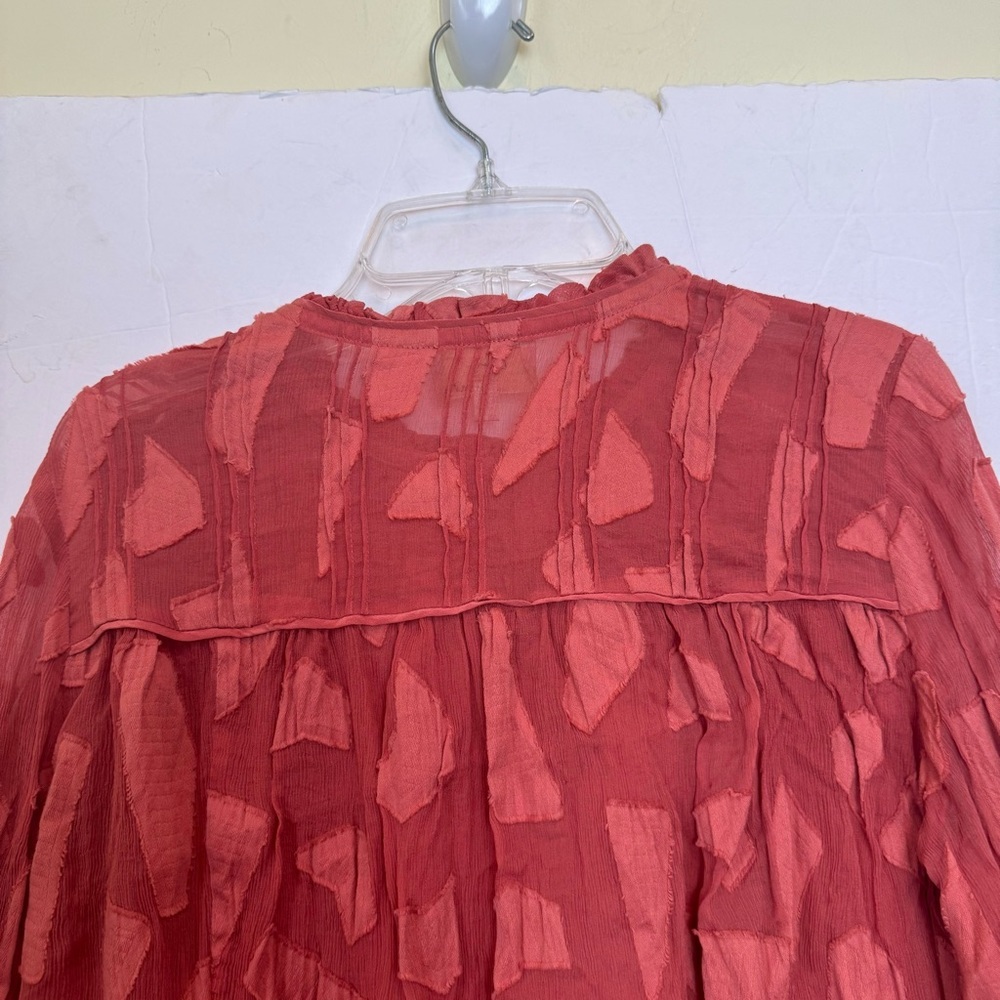 Aritzia Wilfred Le Fou Henrietta Blouse Top Silk Cotton Lourdes Textured Coral S - Picture 7 of 16